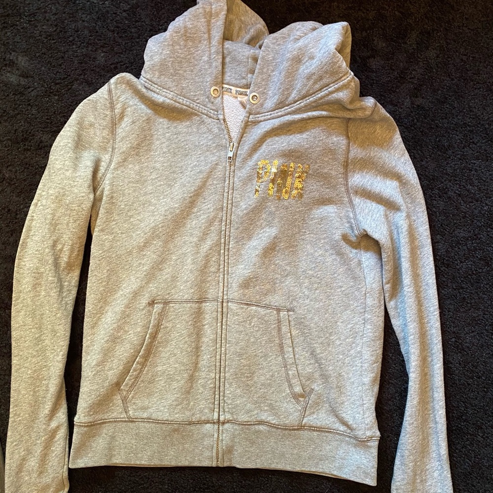 SEQUIN PINK zipper up sweatshirt